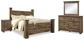 Diamond Furniture - Ashley Furniture - Trinell King Poster Bed, Dresser, Mirror and Nightstand - King Poster Bed, Dresser, Mirror and Nightstand - B446B75